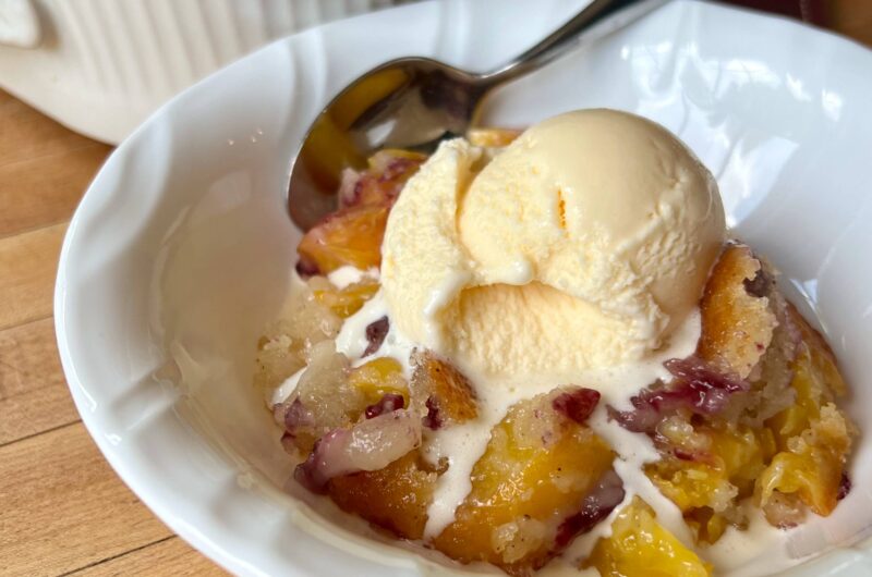 Summer Peach and Blueberry Buttermilk Cobbler